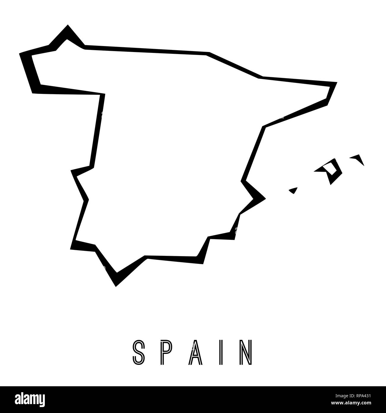 Spain map outline - country shape sharp polygonal geometric style vector. Stock Vector