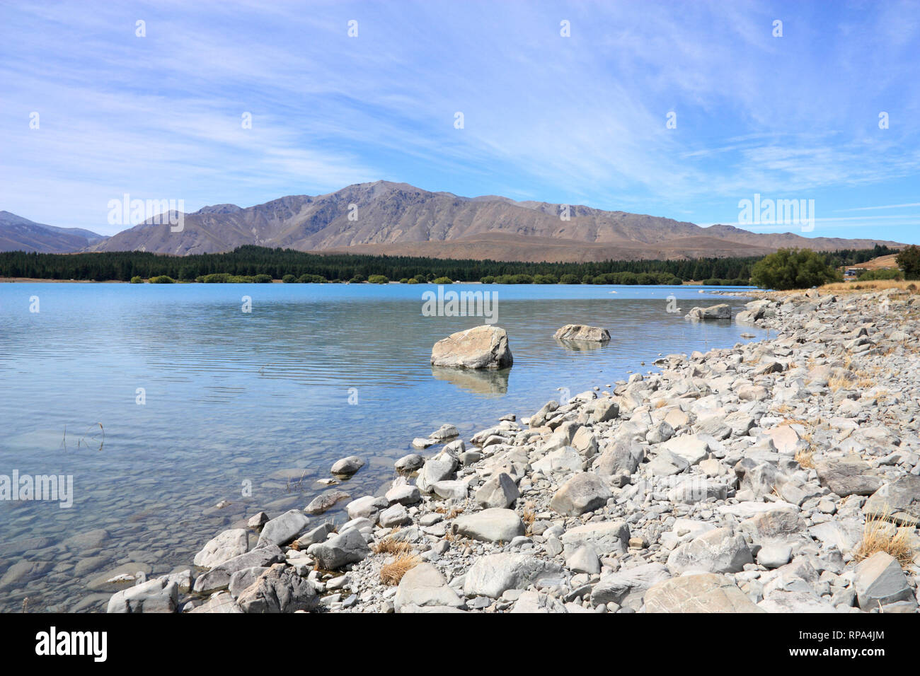 Lake Tekapo landscape in Canterbury region of New Zealand Stock Photo