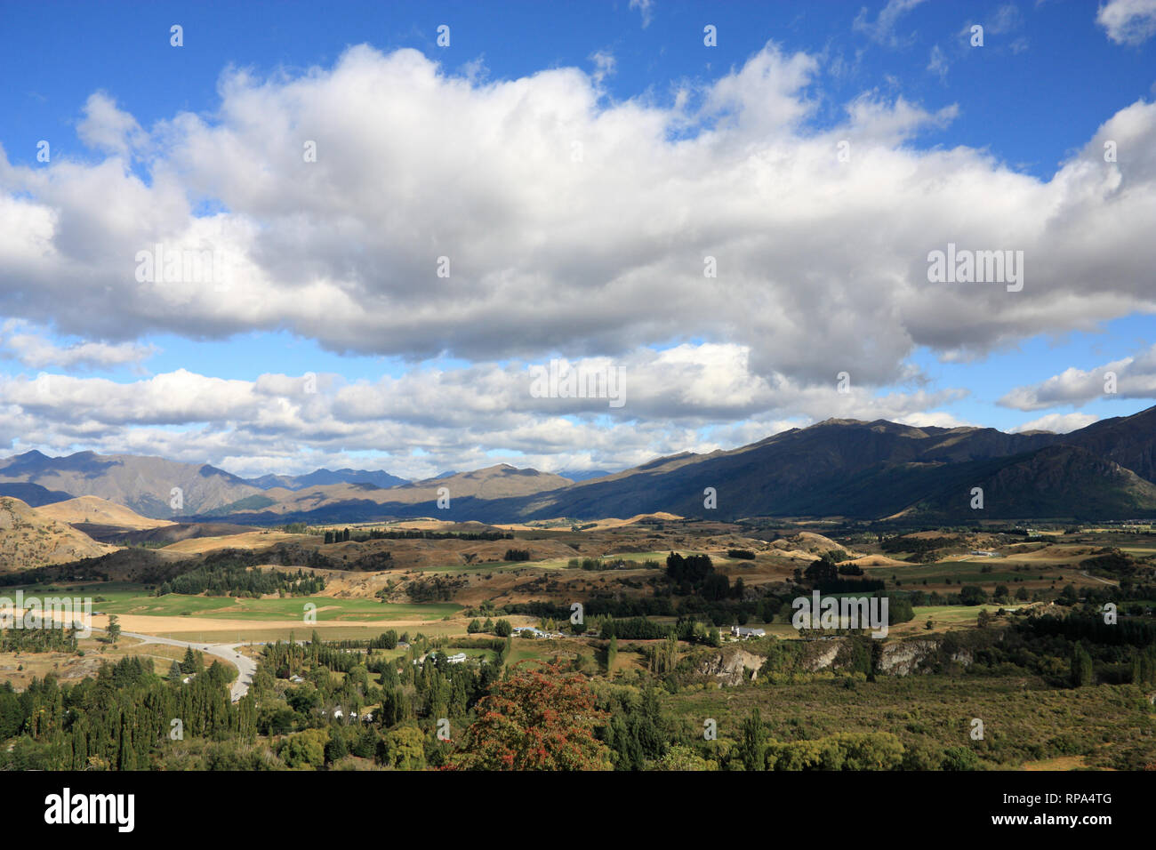 Mountain view in New Zealand's Otago region. South Island. Stock Photo