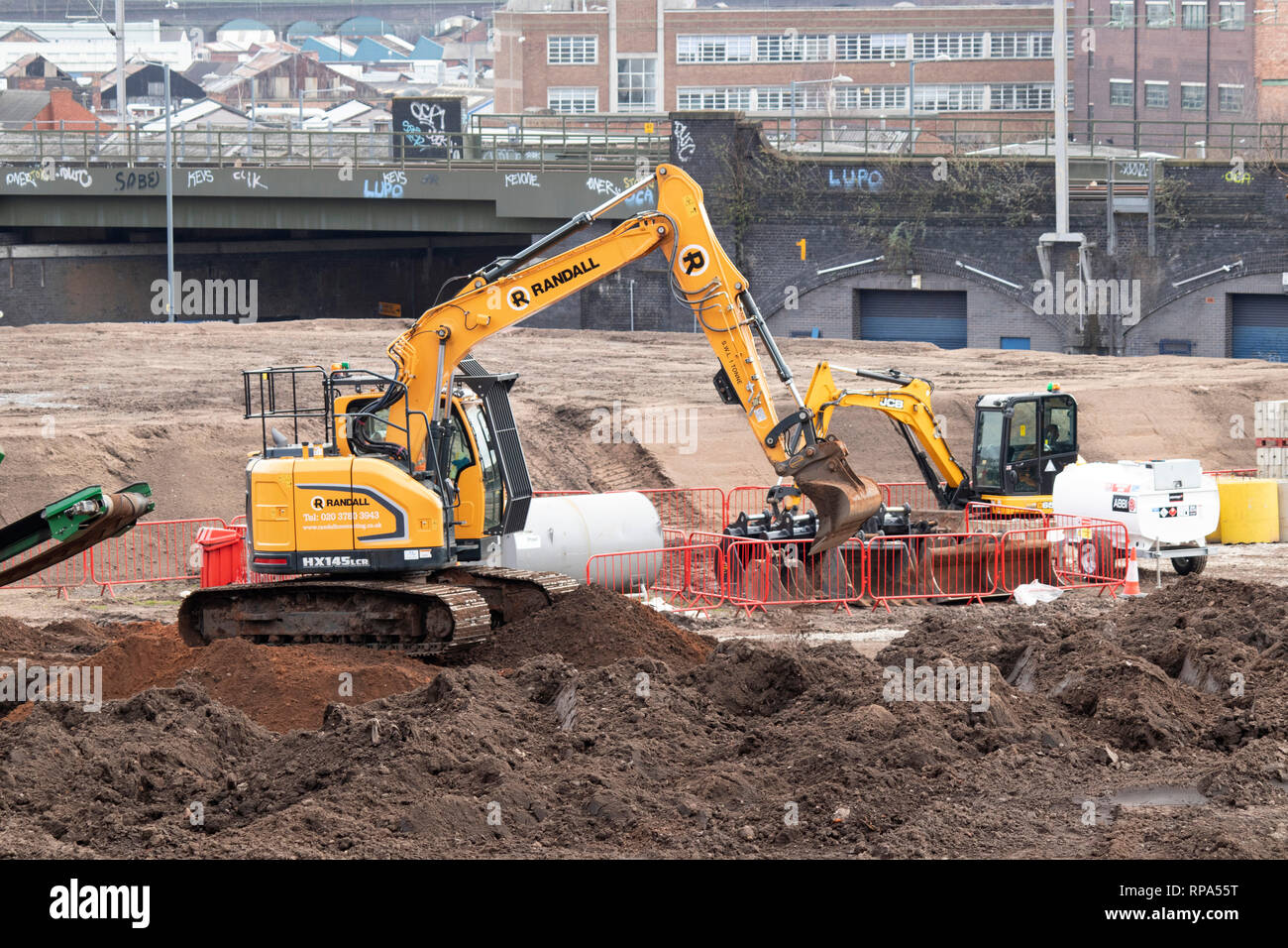 Work begins on building the HS2 High Speed rail terminal in the centre of Birmingham Stock Photo