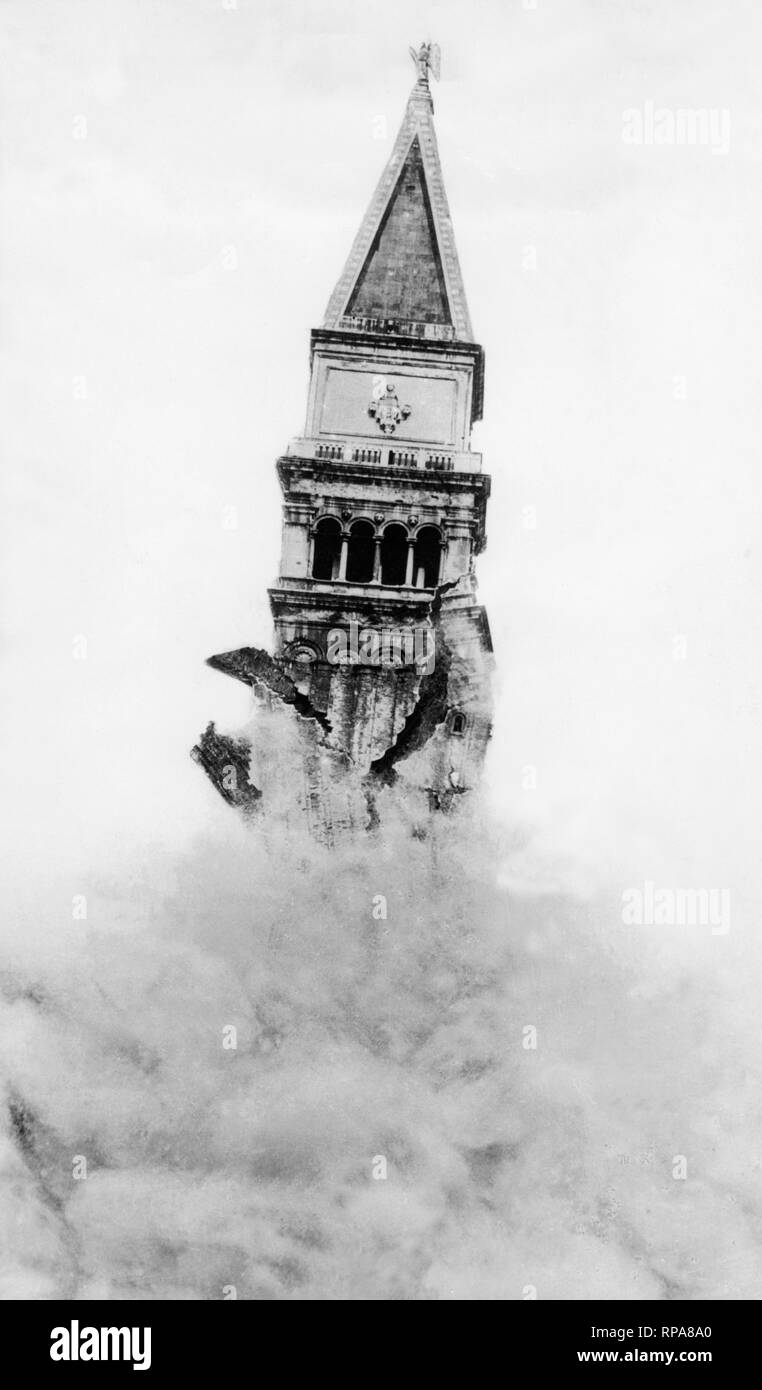 italy, veneto, venice, collapse of the campanile di san marco Stock Photo