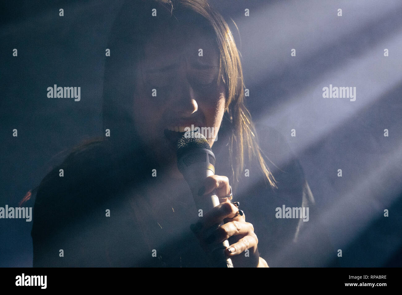 Leugen Herenhuis zo veel Denmark, Copenhagen - February 20, 2019. The French electro-pop duo Agar  Agar performs a live concert at Loppen in Copenhagen. Here singer and  musician Clara Cappagli is seen live on stage. (Photo