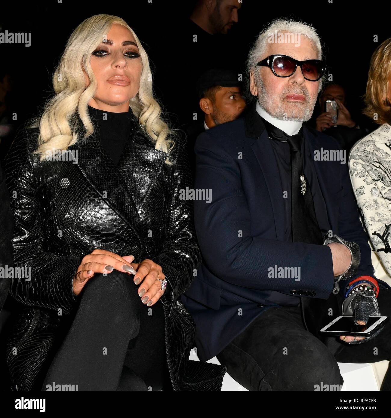 Karl Lagerfeld and Lady Gaga at Celine Show. Paris, France 28/09/2018 |  usage worldwide Stock Photo - Alamy