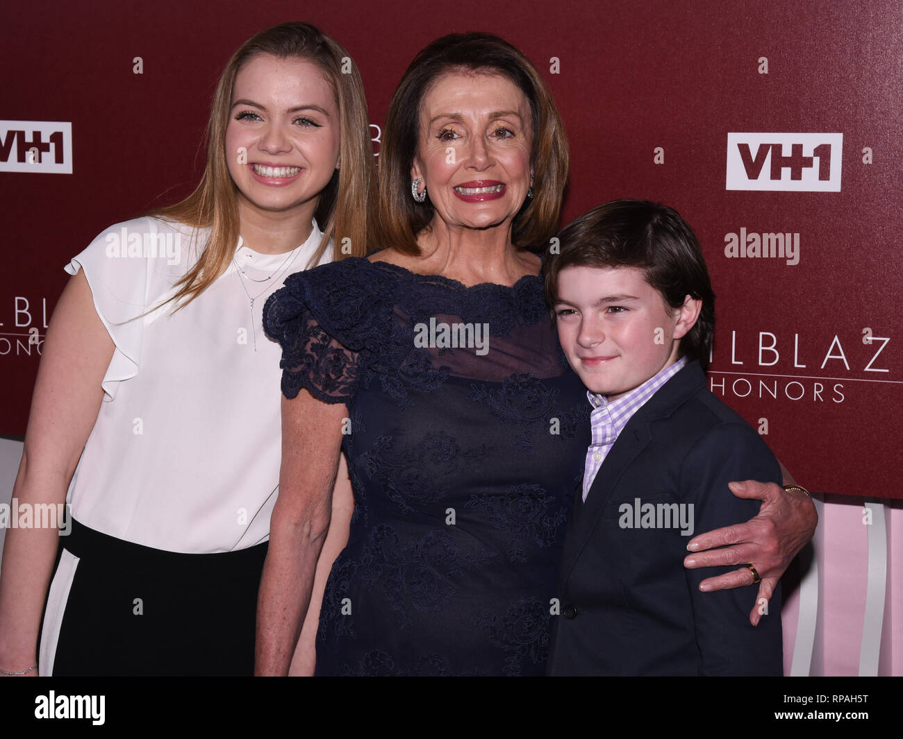 Los Angeles, California, USA. 20th Feb, 2019. 20 February 2019 - Los Angeles, California - Speaker Nancy Pelosi, Thomas Voss and Madeleine Prowda. VH1 Trailblazer Honors celebrate female empowerment held at Wilshire Ebell Theatre. Photo Credit: Billy Bennight/AdMedia Credit: Billy Bennight/AdMedia/ZUMA Wire/Alamy Live News Stock Photo