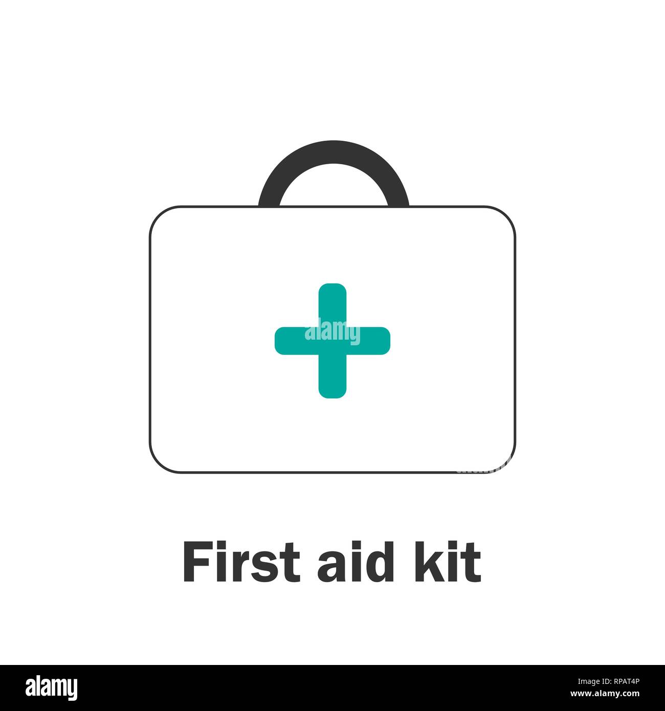 First aid kit in cartoon style, medical card for kid, preschool