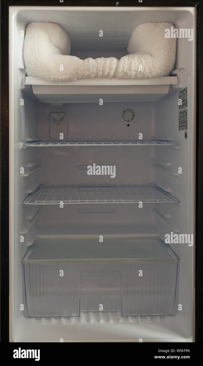 freezer frost in mini refrigerator in hotel Stock Photo Alamy
