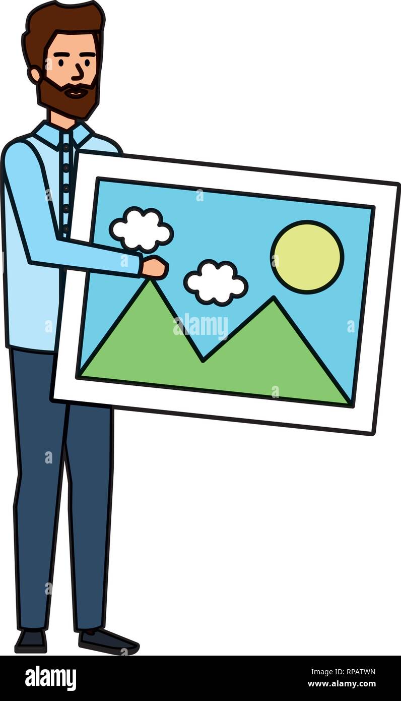elegant businessman lifting picture file vector illustration design ...