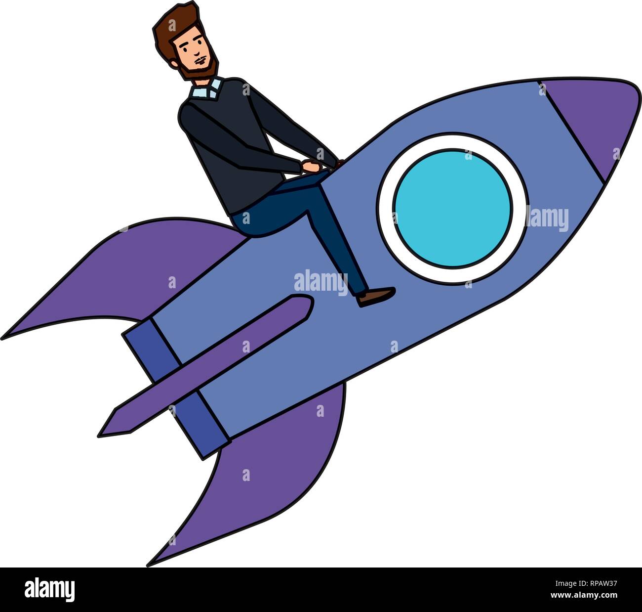 elegant businessman flying in rocket vector illustration design Stock ...