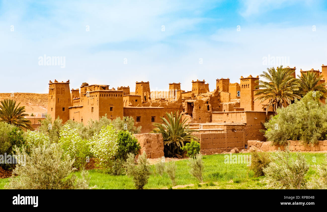 Unesco heritage Ait Ben Haddou kasbah in Morocco. Tourist attraction Stock Photo
