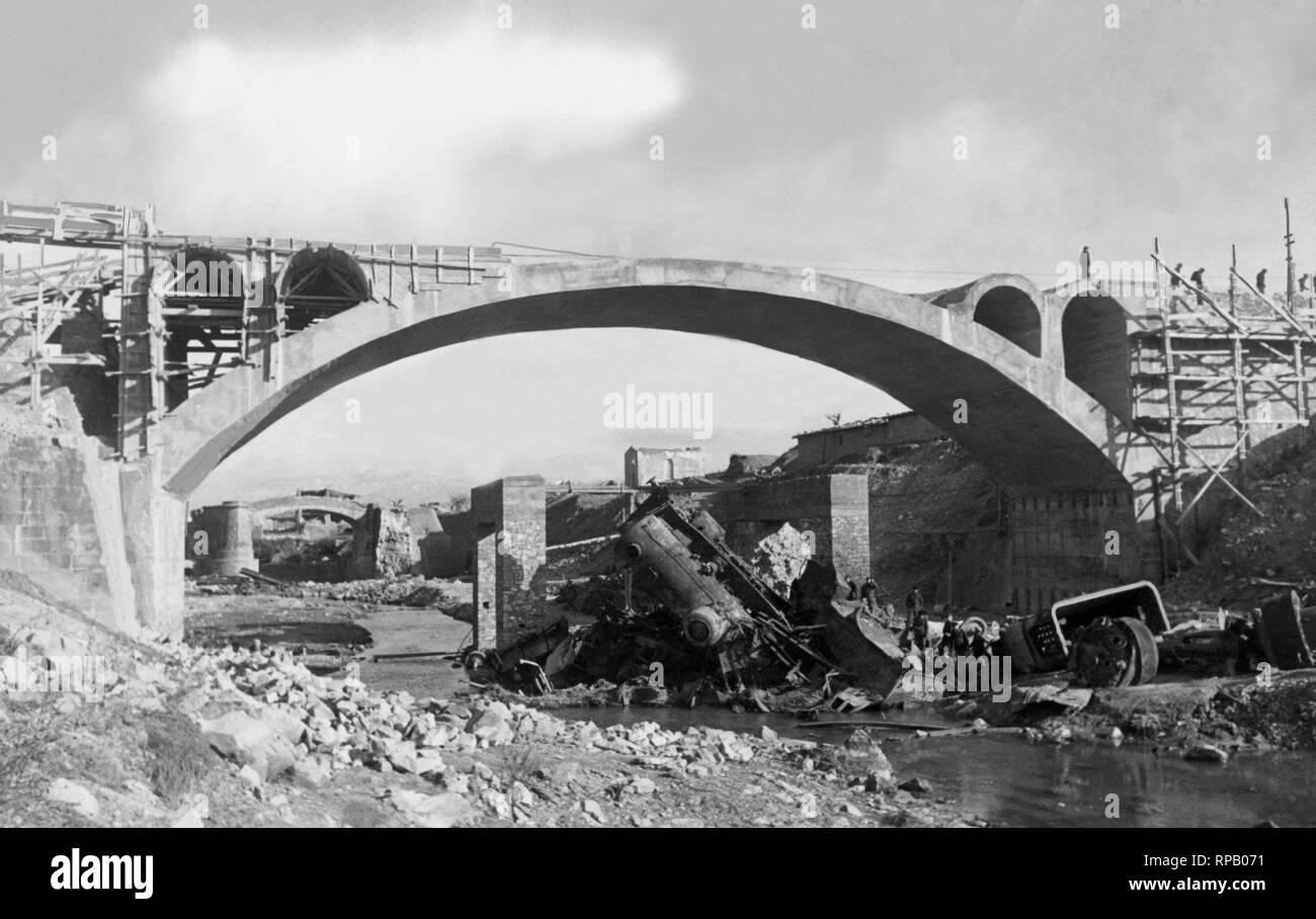 bridge over the chiana, recostruction, 1948 Stock Photo