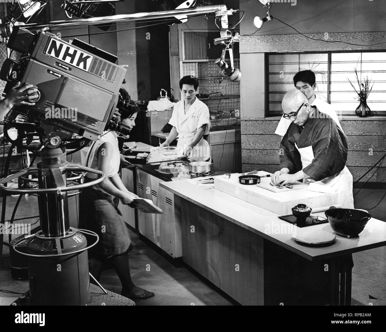 japan, tokyo, TV coverage of a cooking class, 1960-70 Stock Photo