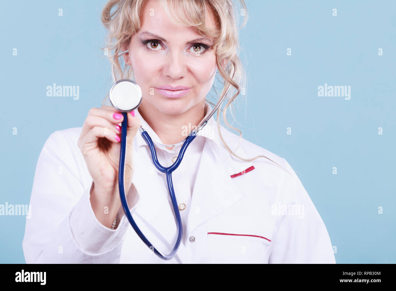 Medical examinations concept. Doctor pediatrician with stethoscope