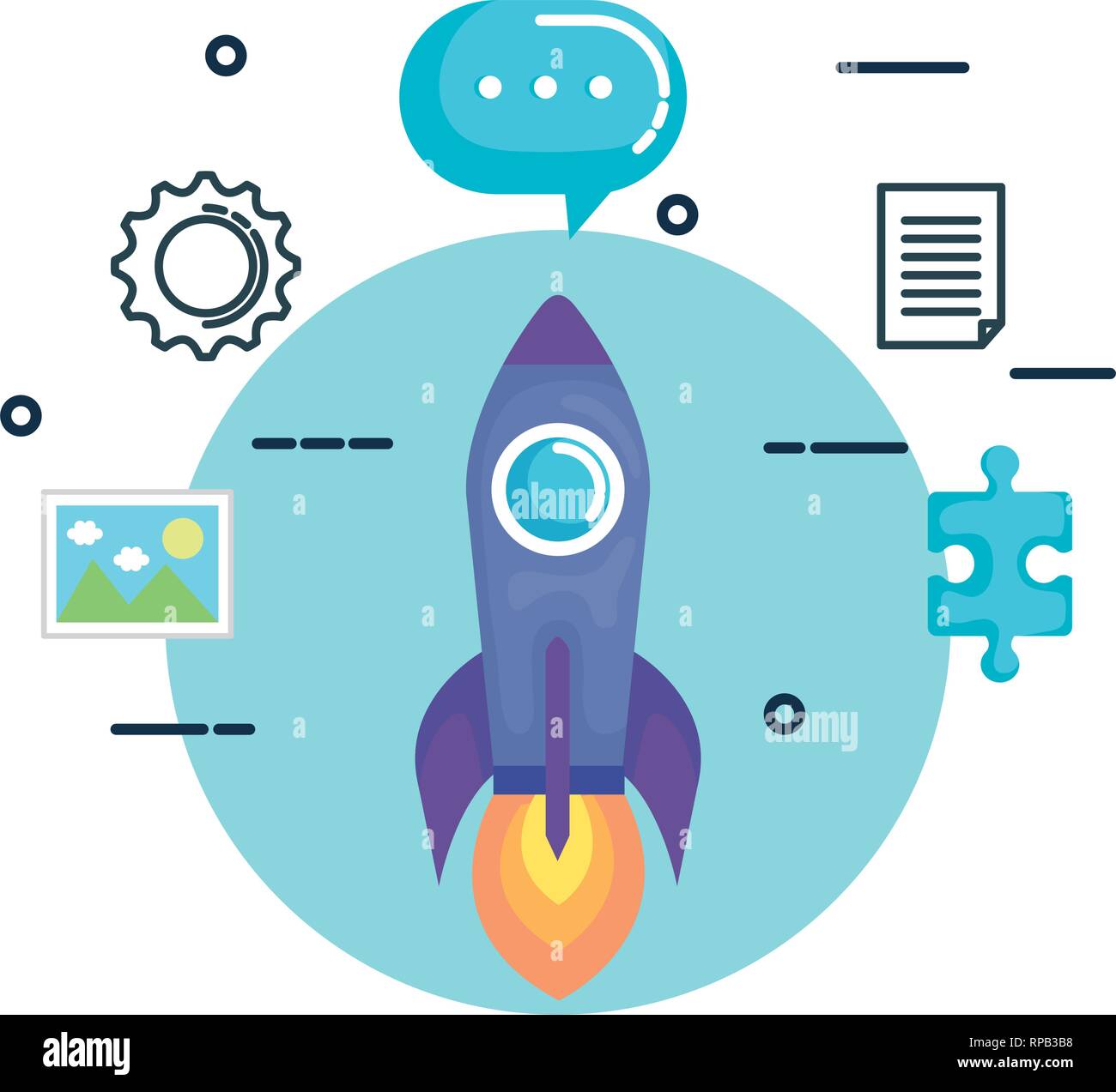 rocket launcher and business icons vector illustration design Stock ...