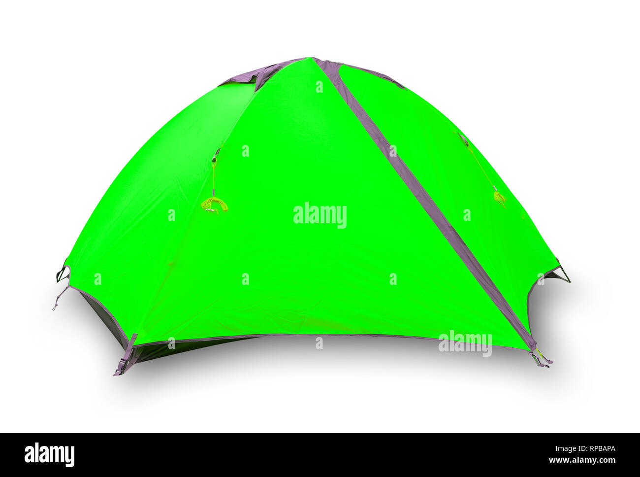 Green closed tourist tent Stock Photo