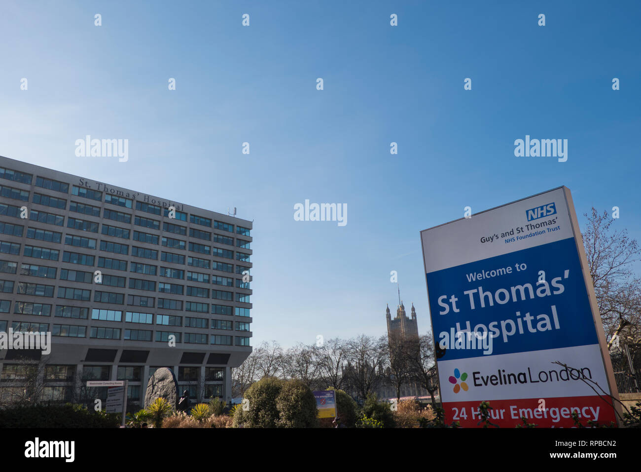 Exterior of St Thomas' Hospital Westminster London Stock Photo