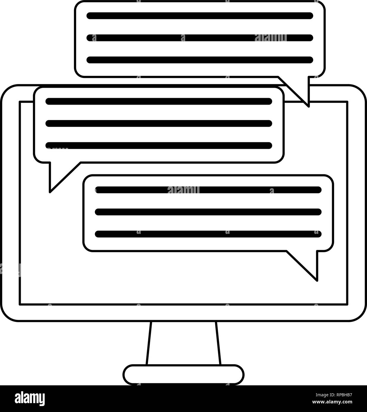 Computer chat bubbles symbol black and white Stock Vector Image & Art ...