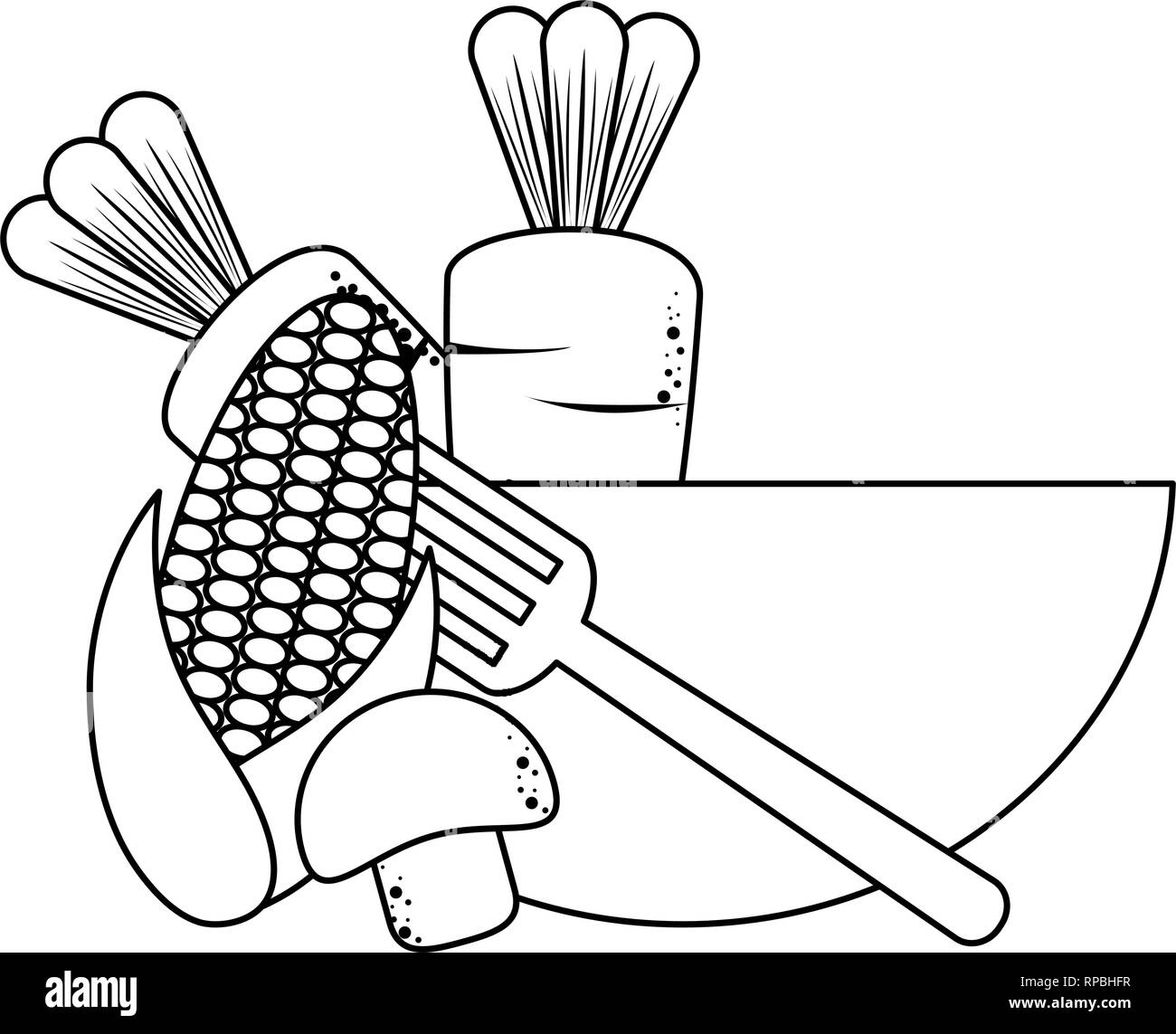 Healthy vegetables food black and white Stock Vector Image & Art - Alamy