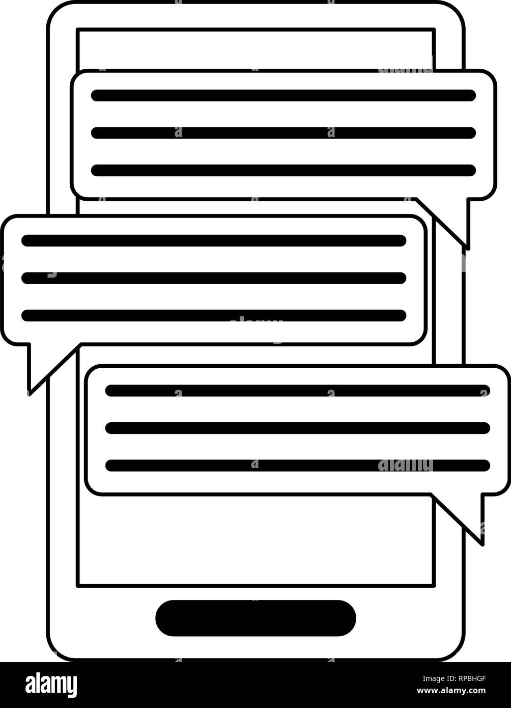 smartphone chat bubbles symbol black and white Stock Vector Image & Art ...