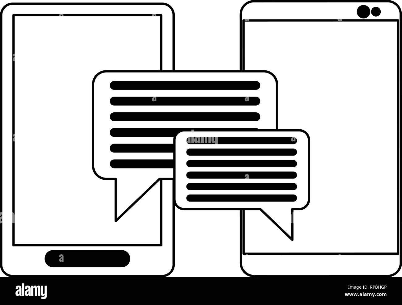 Smartphone chat bubbles symbol black and white Stock Vector Image & Art ...