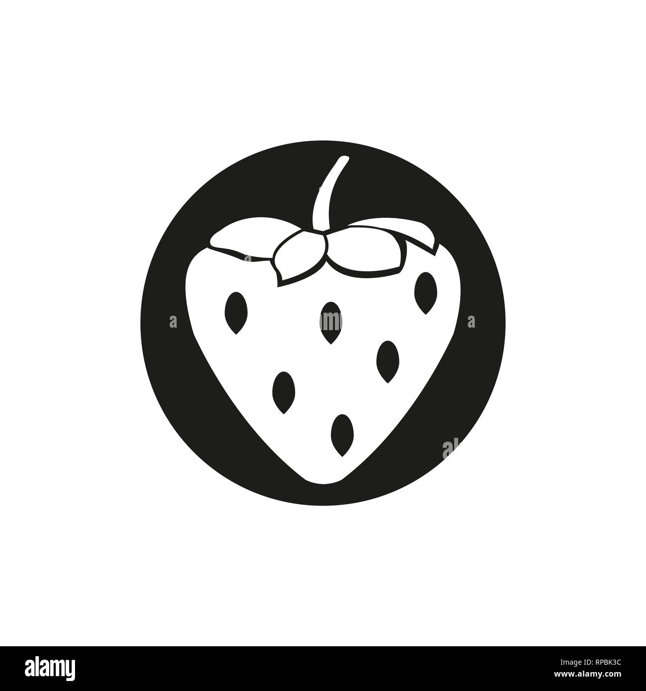 Garden strawberry fruit or strawberries flat color icon for food apps