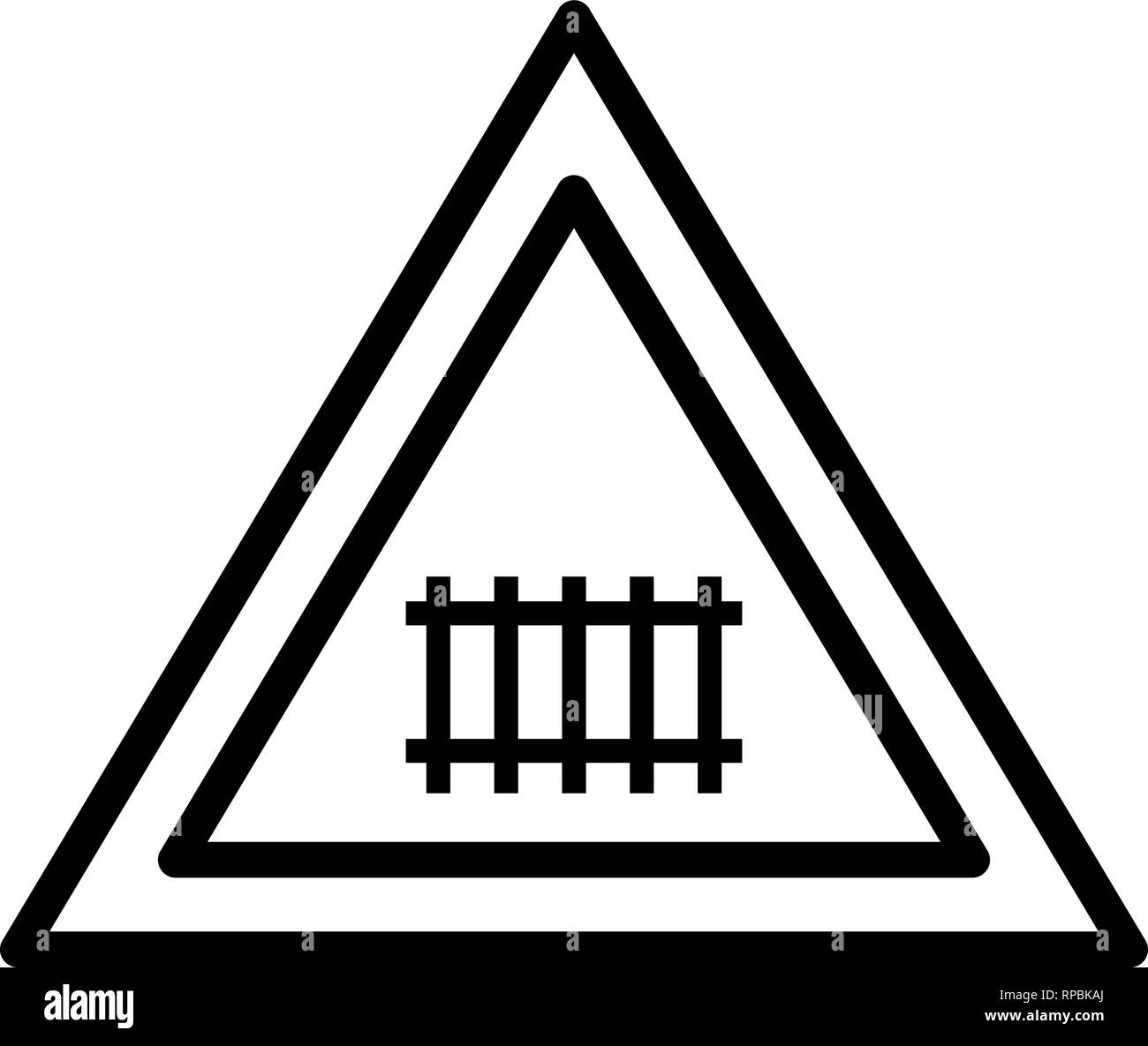 Vector Level Crossing With Gate Road Sign Icon Stock Vector Image Art Alamy