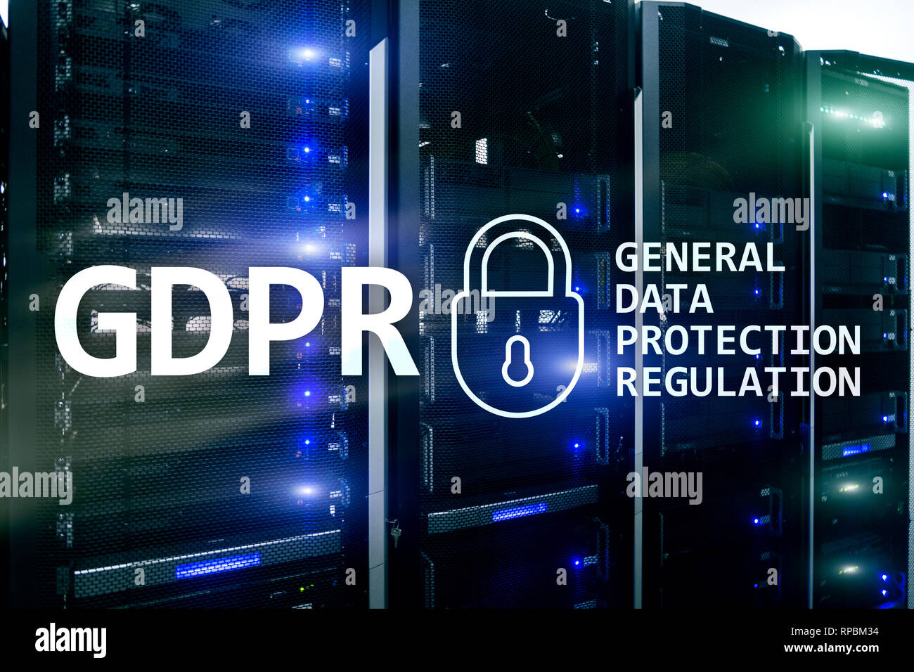 GDPR, General data protection regulation compliance. Server room background Stock Photo - Alamy