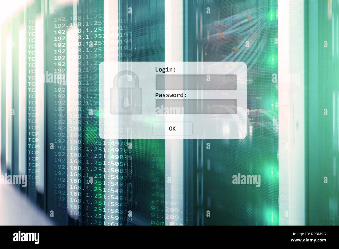 Server Room Login And Password Request Data Access And Security Stock Server Room Login And Password Request Data Access And Security Stock