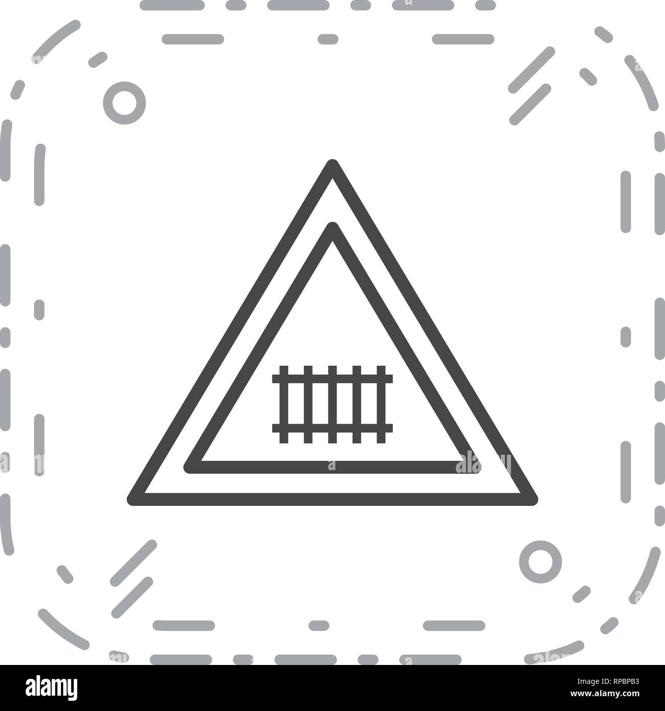 Vector Level Crossing With Gate Road Sign Icon Stock Vector Image Art Alamy