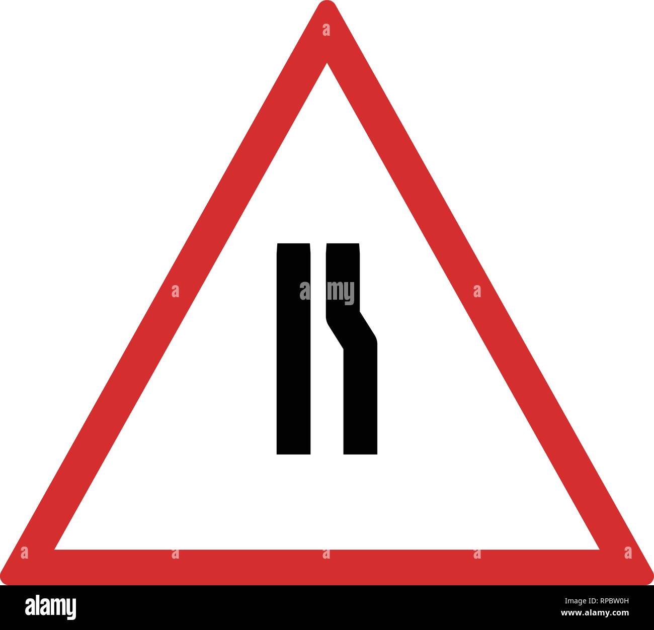 Vector Road narrows on right Road Sign Icon Stock Vector Image & Art ...