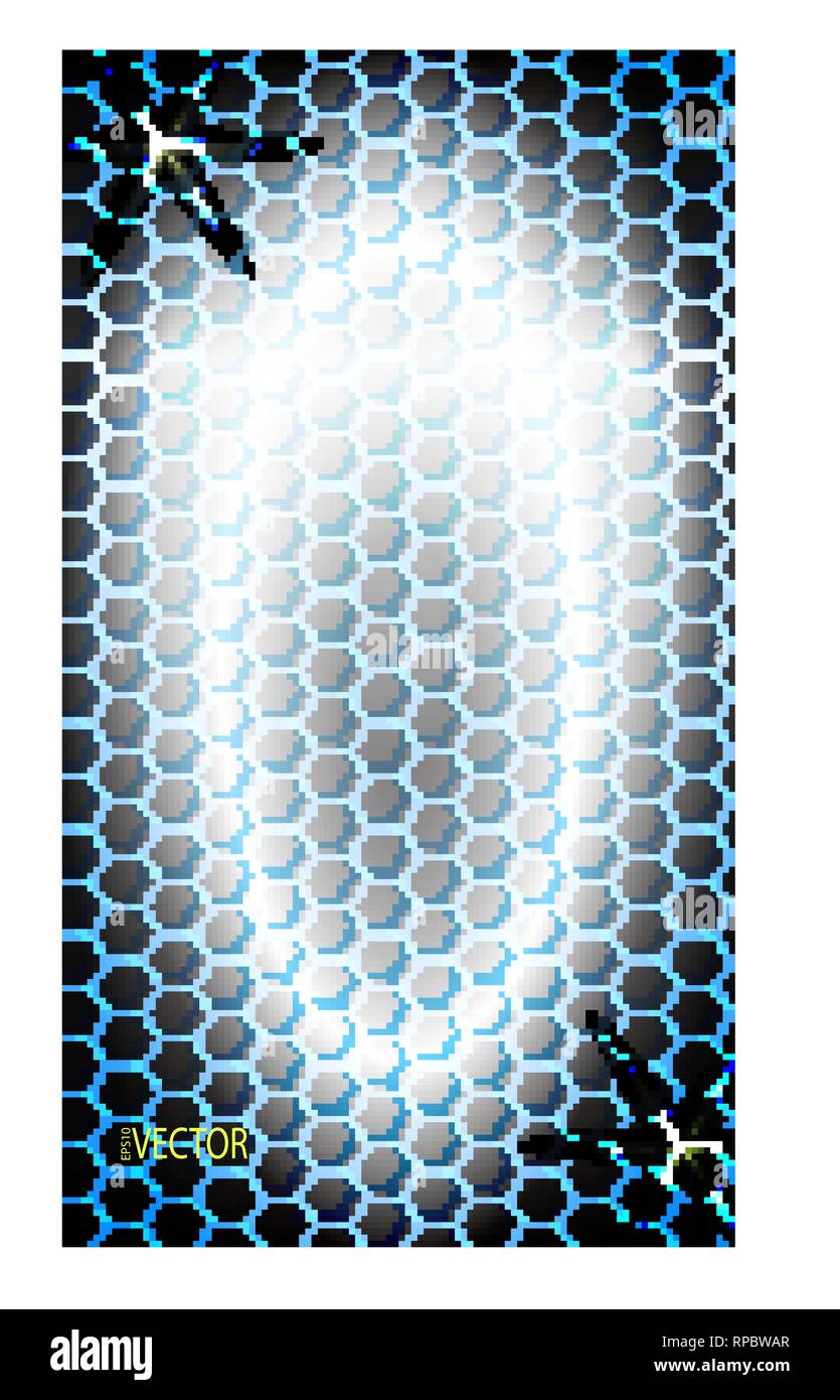 Abstract technology background with hexagons pattern on blue Stock Vector
