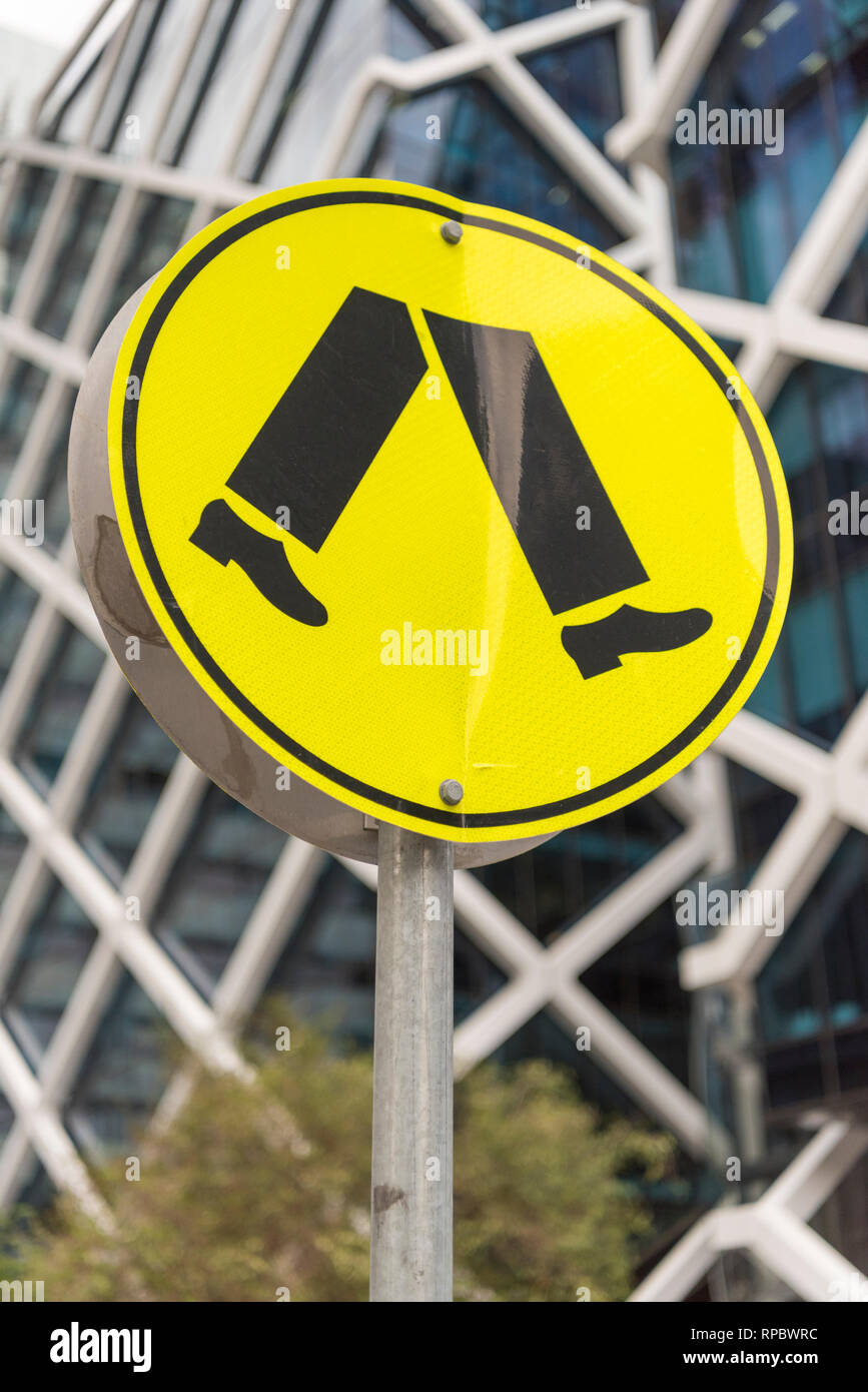 An Australian pedestrian crossing sign Stock Photo