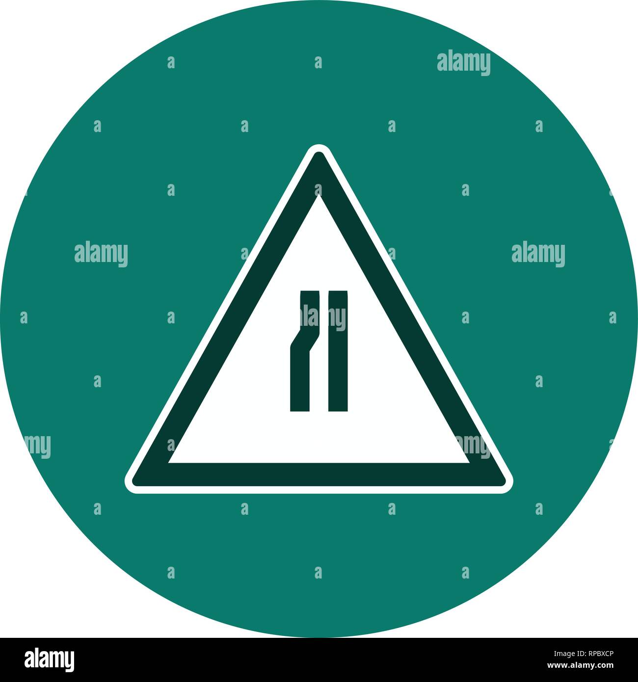 Vector Road narrows on Left Road Sign Icon Stock Vector Image & Art - Alamy