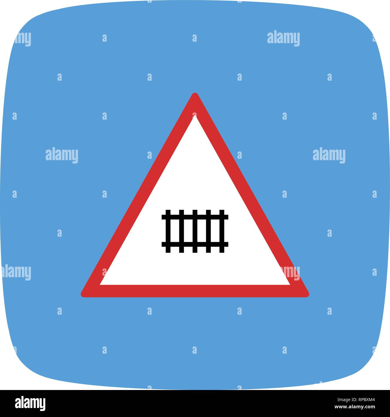 Vector Level Crossing With Gate Road Sign Icon Stock Vector Image Art Alamy