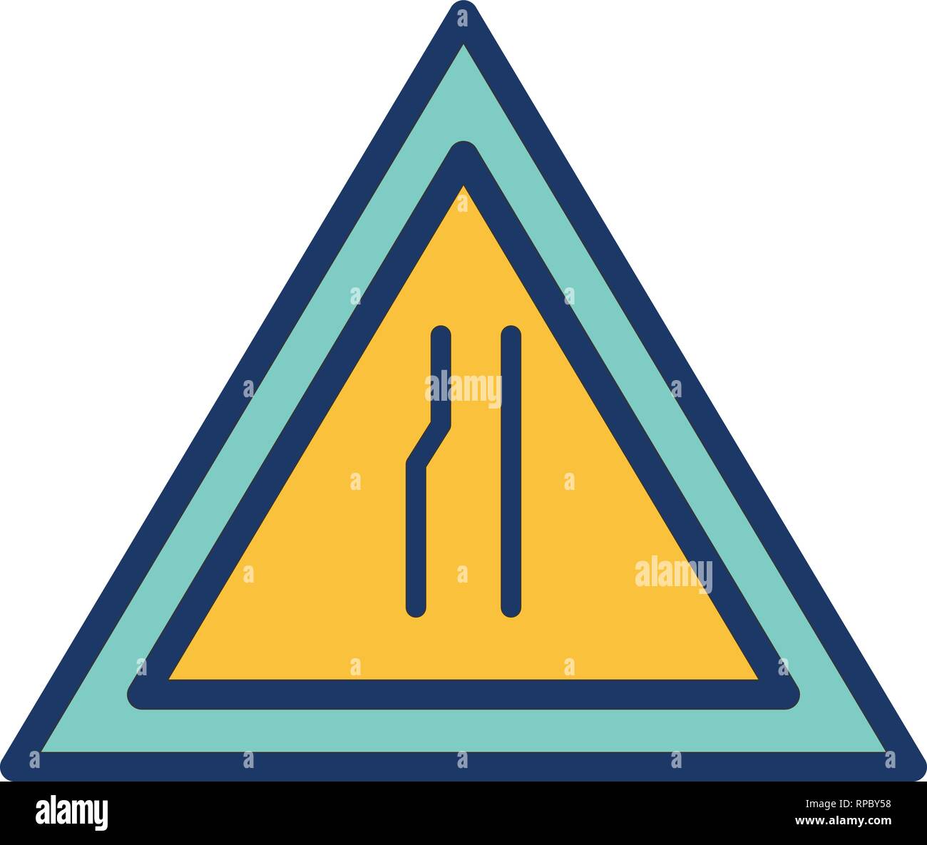 Vector Road narrows on Left Road Sign Icon Stock Vector Image & Art - Alamy