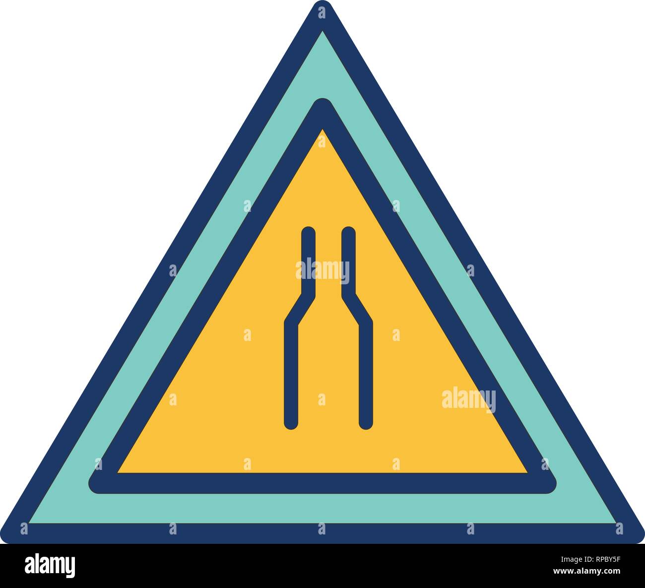 Vector Road narrows on both side Road Sign Icon Stock Vector