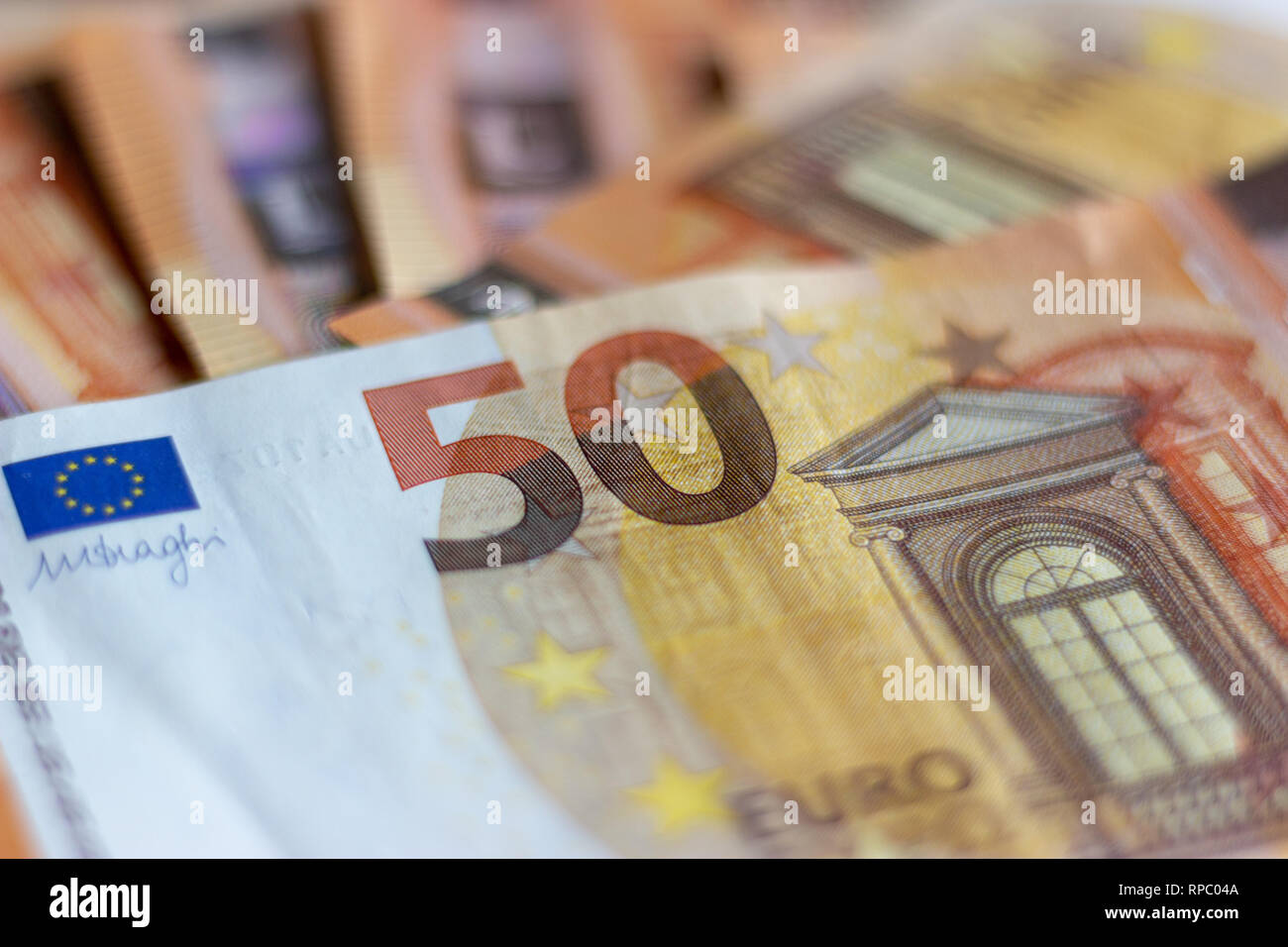 Banknotes of 50 euros Stock Photo