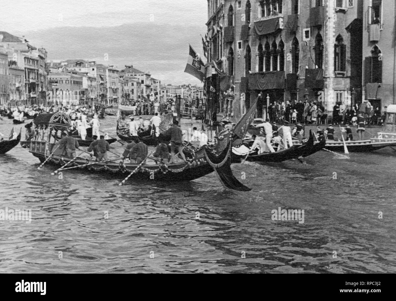 Historical Regatta in the canal grande, venice 1920-30 Stock Photo