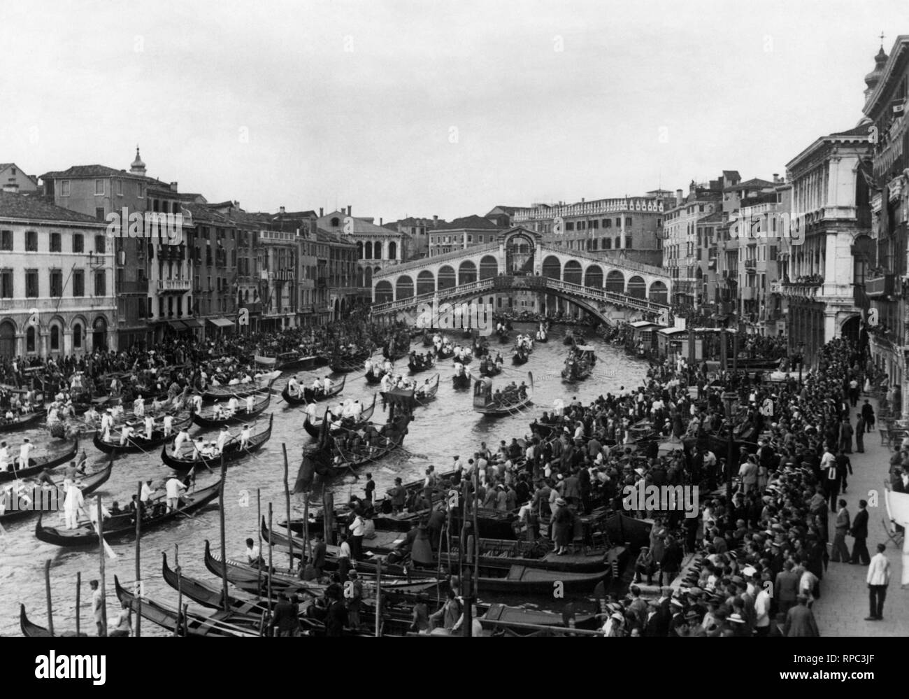 Historical Regatta in the canal grande, venice 1920-30 Stock Photo