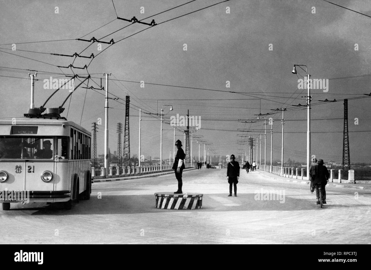 overpass that connects Venice to Mestre, venice, 1933 Stock Photo