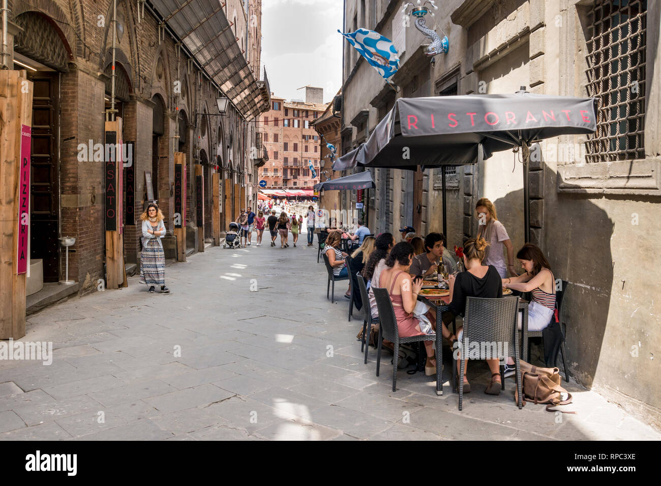 Street of Siena, Tuscany, Italy Stock Photo