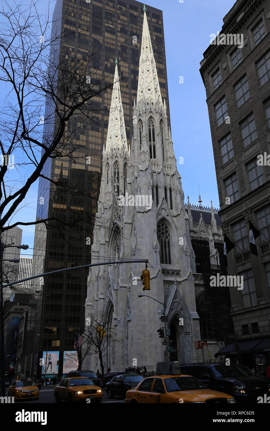 USA. New York City. St. Patrick's Cathedral. Architect: James Renwick Jr. (1818-1895). Midtwon Manhattan. Stock Photo