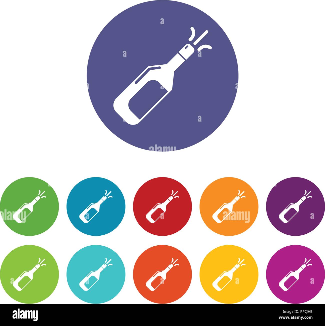 Wedding champagne explosion icons set vector color Stock Vector