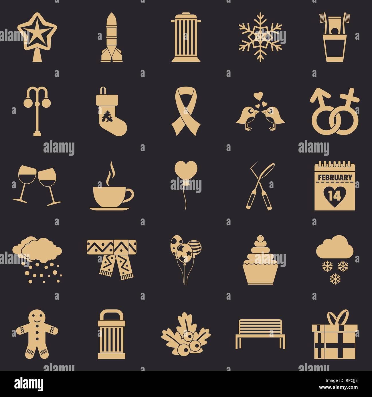 Holiday icons set, simple style Stock Vector