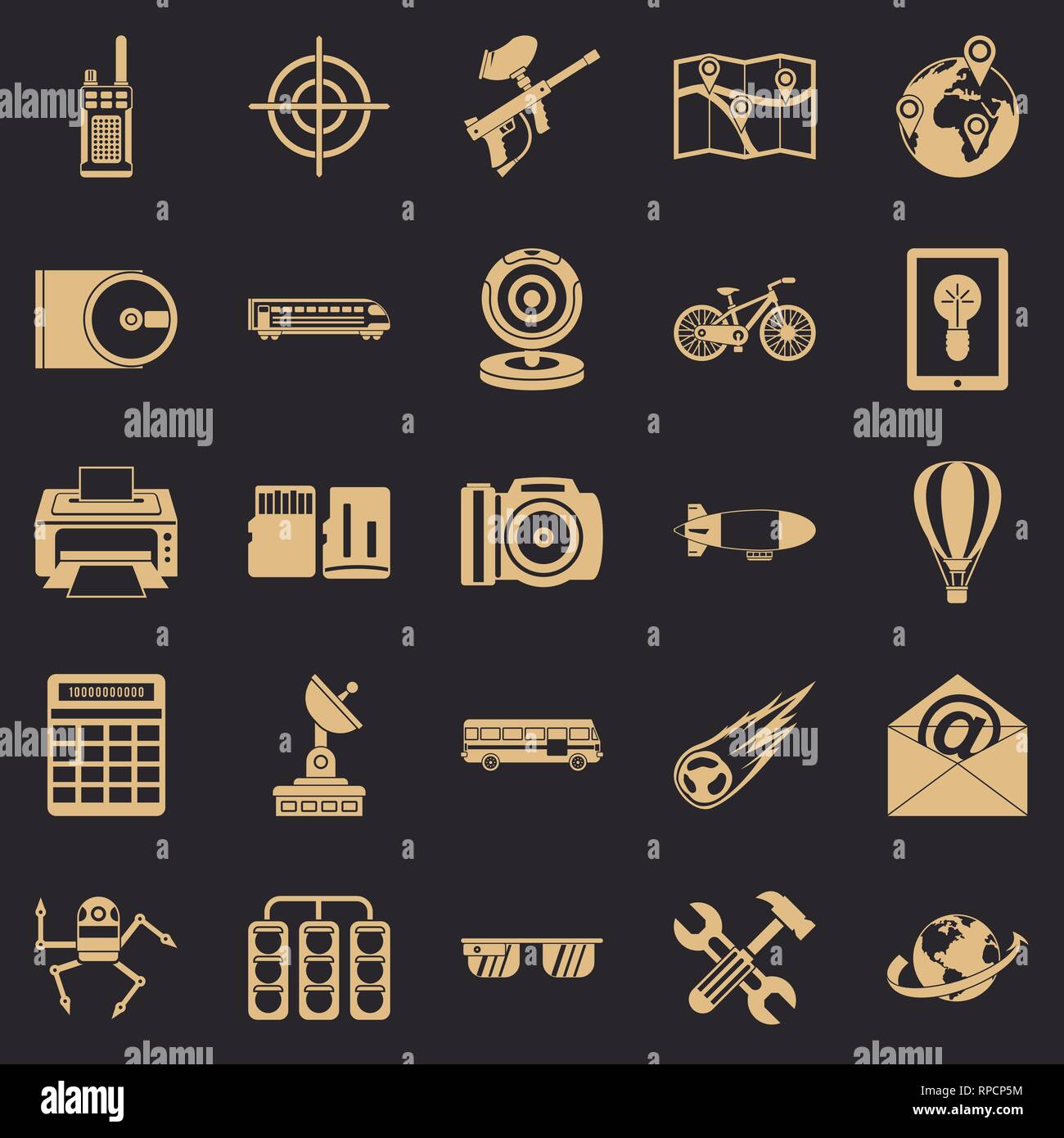 Hi-tech icons set, simple style Stock Vector Image & Art - Alamy