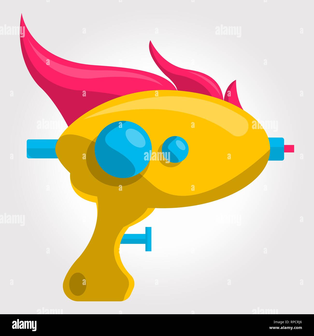 Yellow kids toy ,cosmic water gun on a white background. Stock Vector