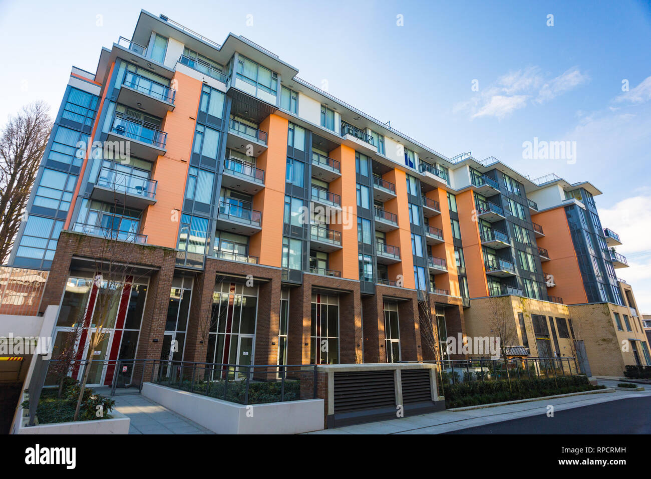 Apartment building. Low rise apartment building on a sunny day in British Columbia, Canada Stock Photo