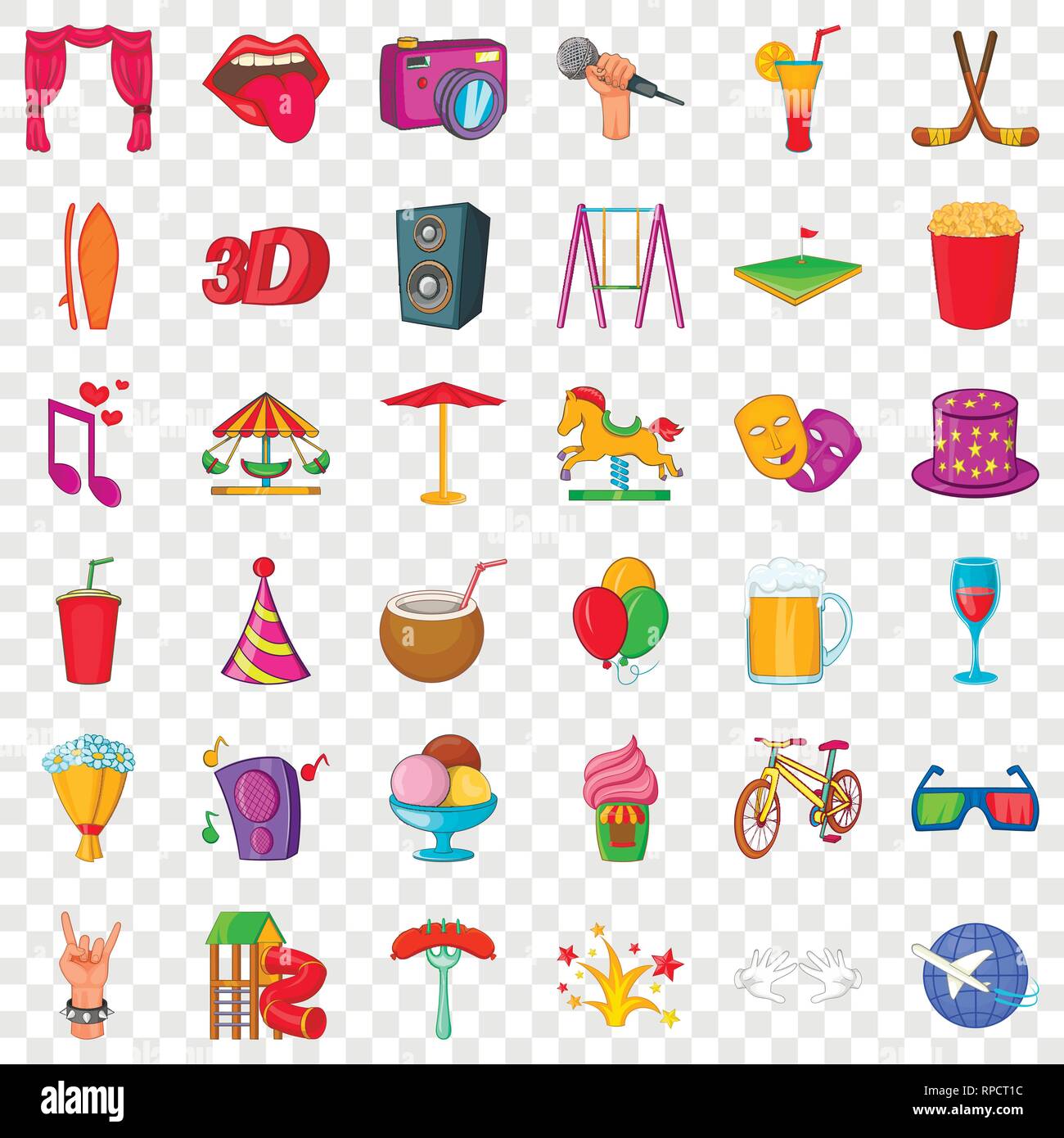 Amusement park icons set, cartoon style Stock Vector Image & Art - Alamy