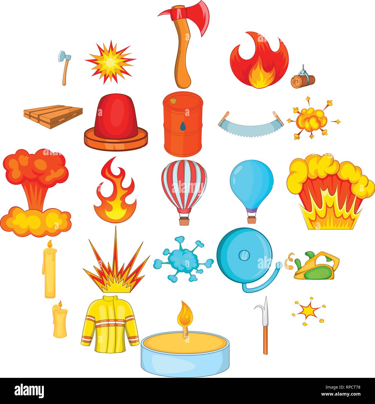 Firefighter icons set, cartoon style Stock Vector Image & Art - Alamy