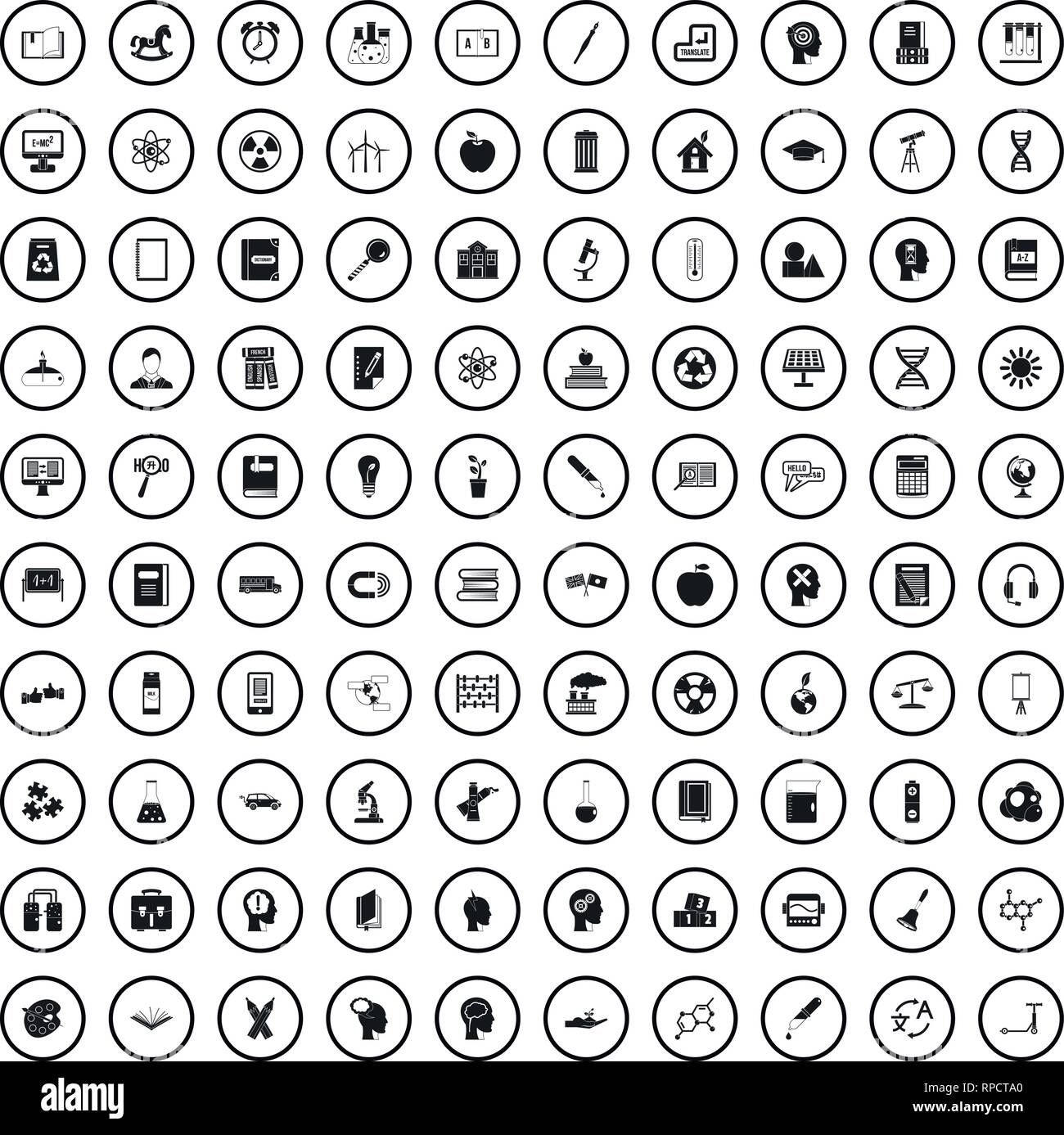 100 education icons set, simple style Stock Vector Image & Art - Alamy