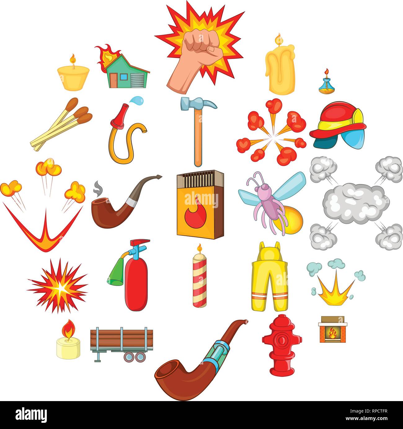 Fire icons set, cartoon style Stock Vector Image & Art - Alamy